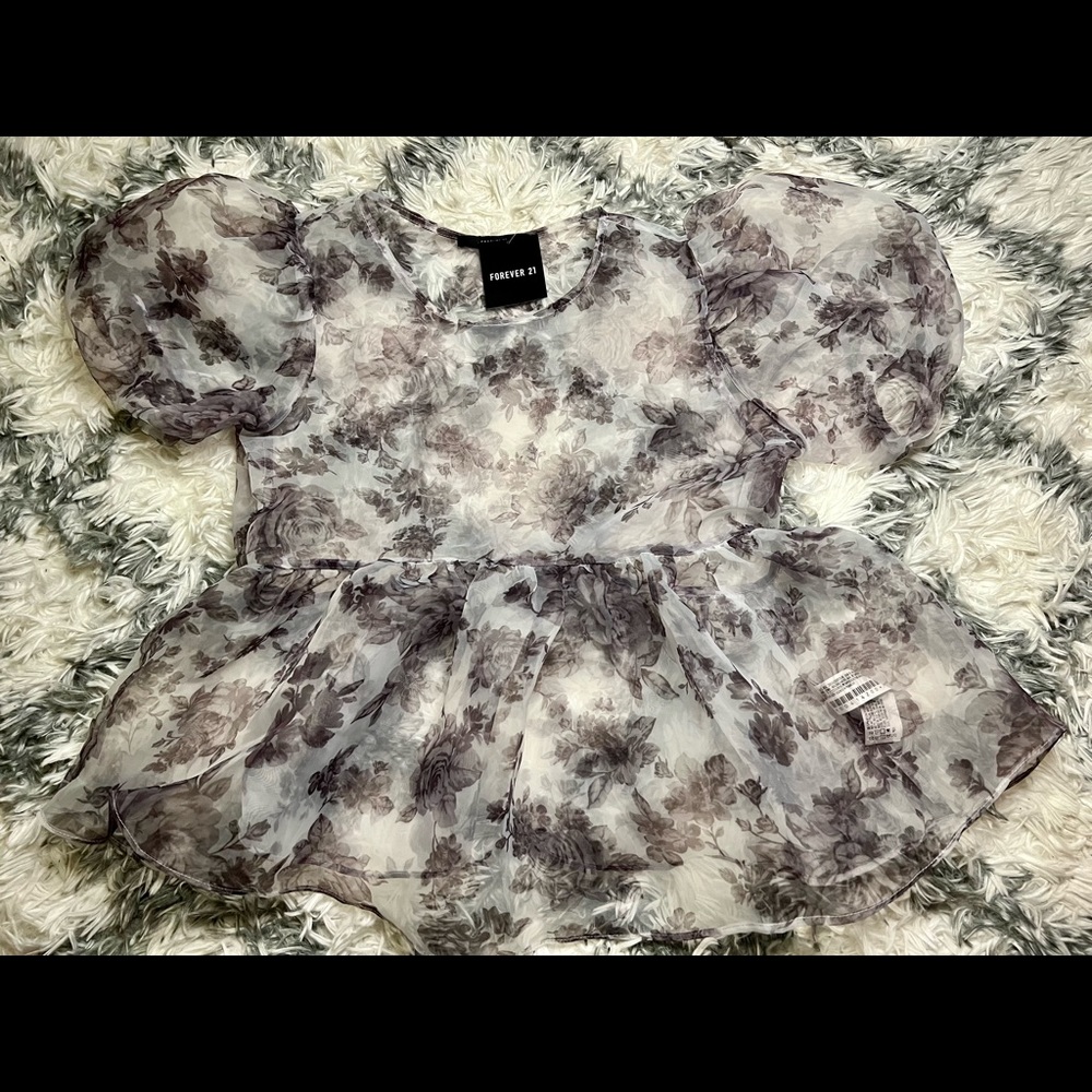 Sheer floral tulip top